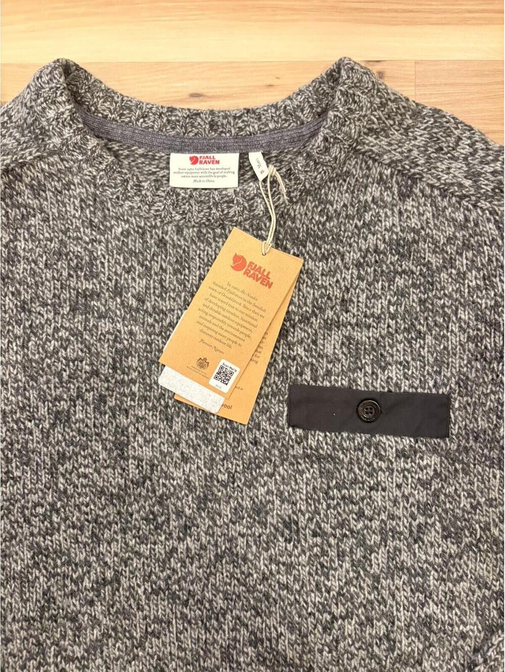$175 Fjallraven Men's X-Large XL Gray Lada Roundneck 80% Wool Knit Sweater NWT - Picture 7 of 8